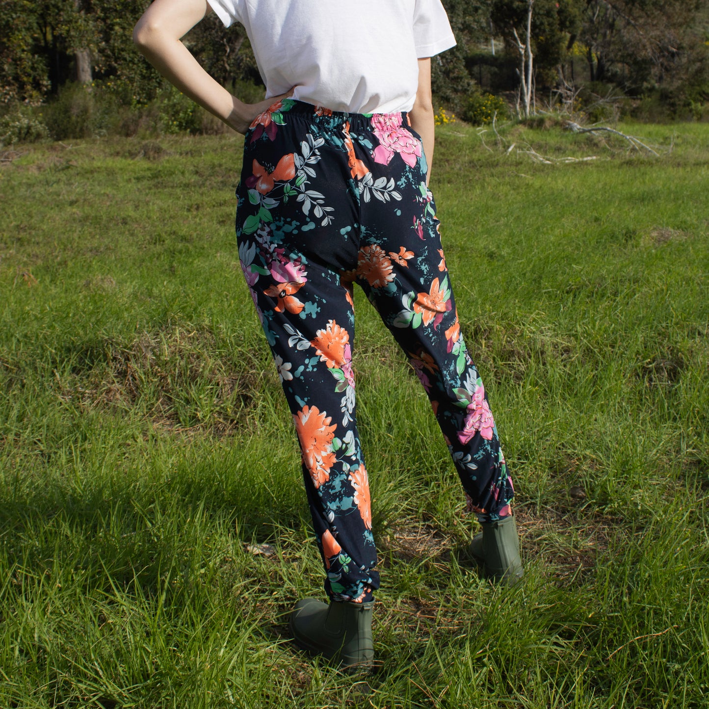 Colourful Blue Flora Joggers