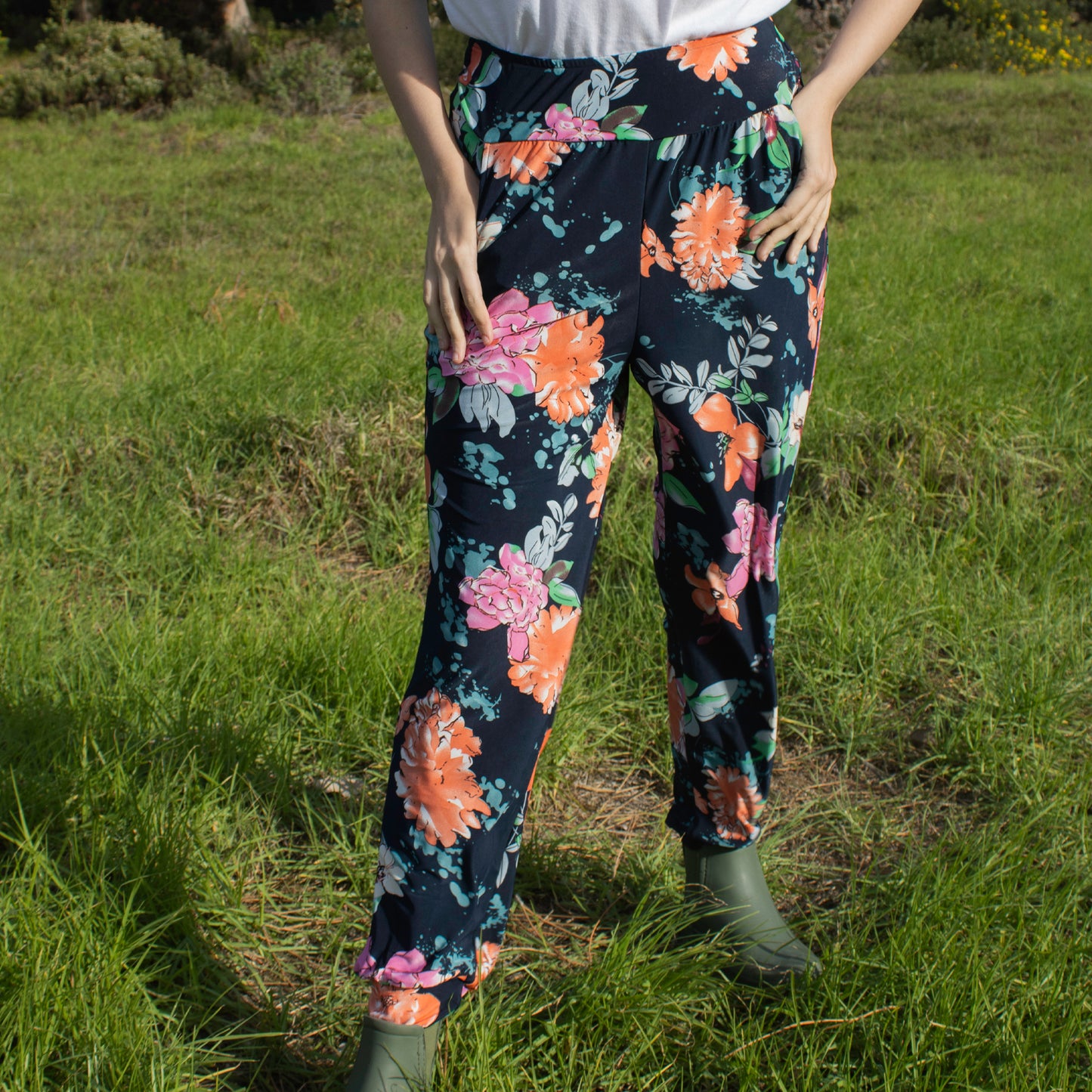 Colourful Blue Flora Joggers