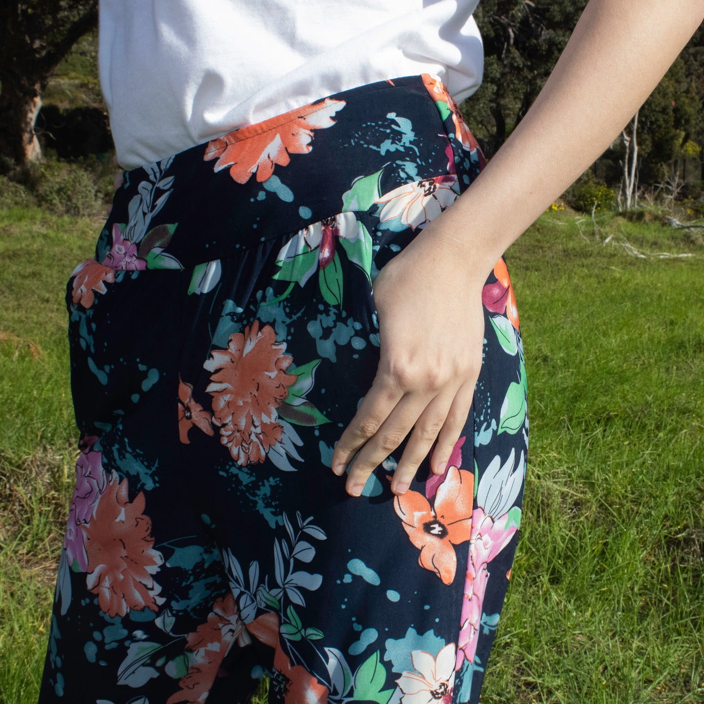 Colourful Blue Flora Joggers