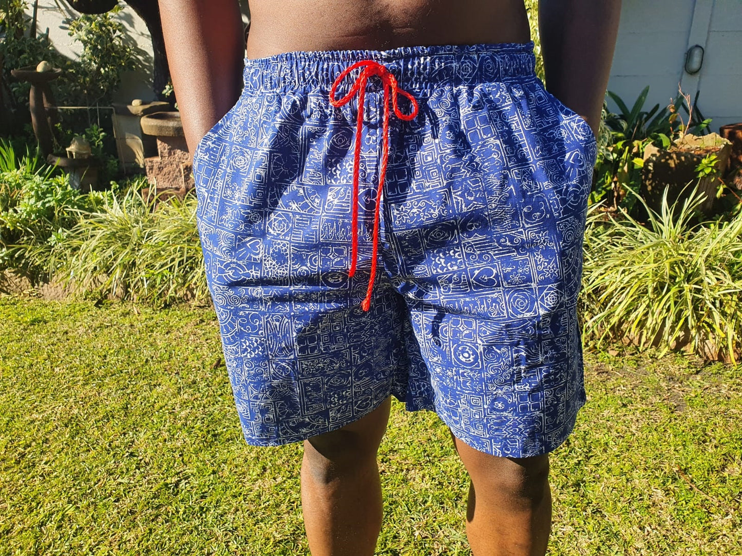 Mens Blue Hearts Drawstring Shorts