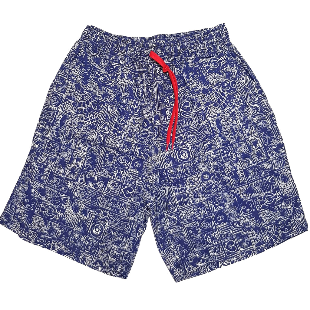 Mens Blue Hearts Drawstring Shorts