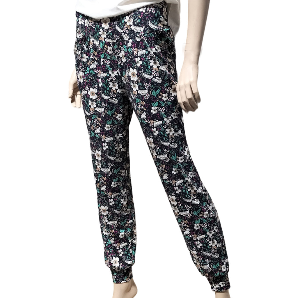 Jade Floral on Navy Joggers