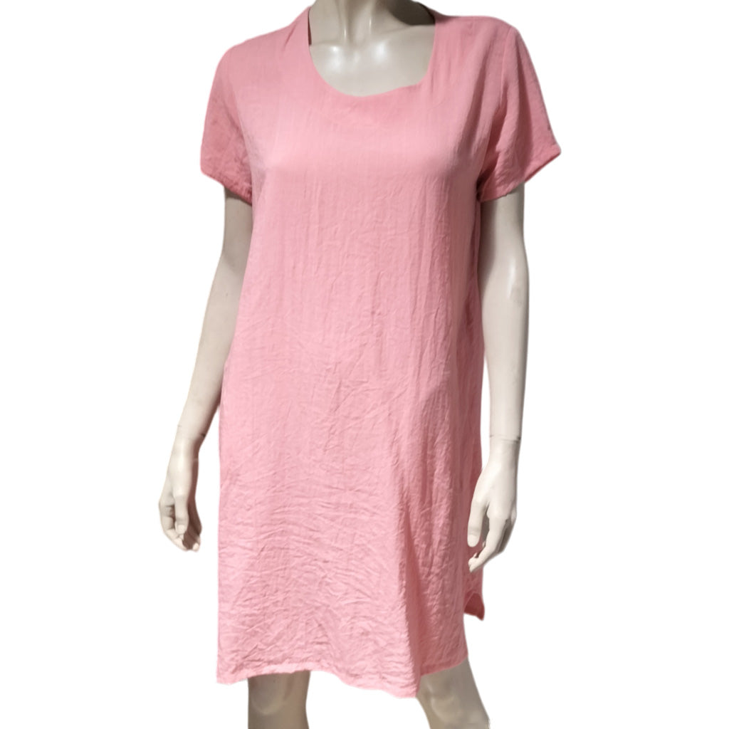 Linen Blend Pink Shift Dress