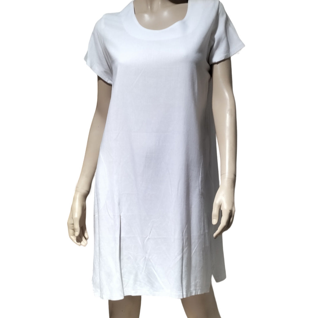 Linen Blend White Shift Dress